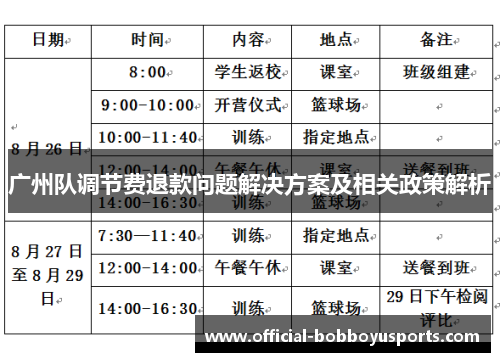 广州队调节费退款问题解决方案及相关政策解析