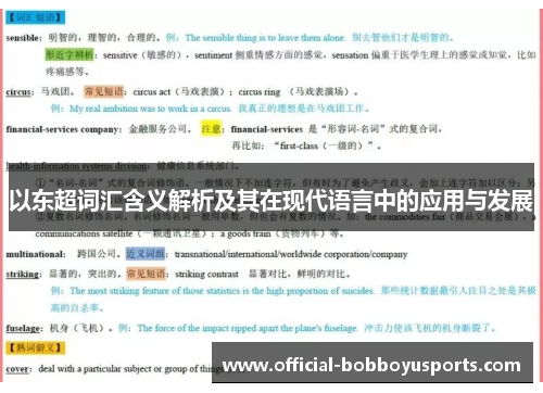 以东超词汇含义解析及其在现代语言中的应用与发展 以东超词汇含义解析及其在现代语言中的应用与发展