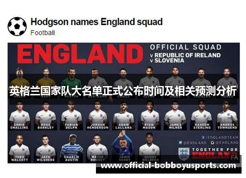 英格兰国家队大名单正式公布时间及相关预测分析